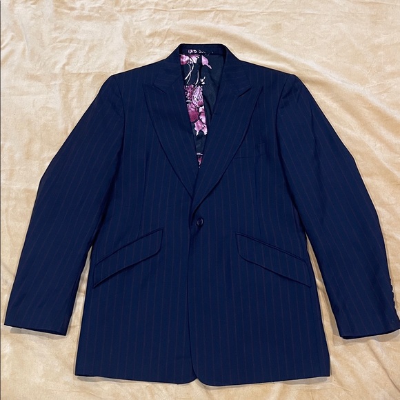 William Hunt SAVILE Row Men's Navy Pinstripe Blazer